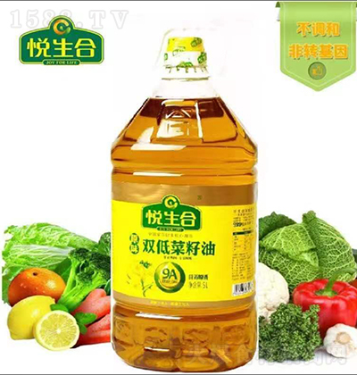 悦生合 原味双低菜籽油 植物油 食用油 健康油 烹饪油 5L