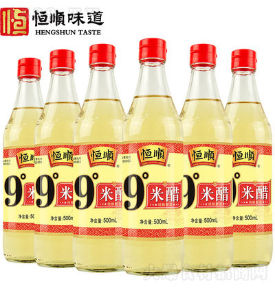 恒顺9度米醋500ml6瓶装 纯粮酿造 健康饮用醋