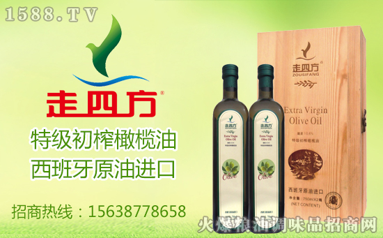 走四方特级初榨橄榄油,西班牙原油进口!“走四方”送健康!