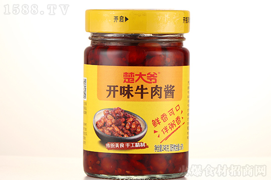 楚大爷开味牛肉酱,传统美食、手工精制,鲜香可口拌粥香!