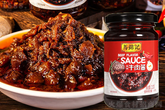 马锦记风味牛肉酱,酱香醇厚,大粒牛肉,鲜香爽口!