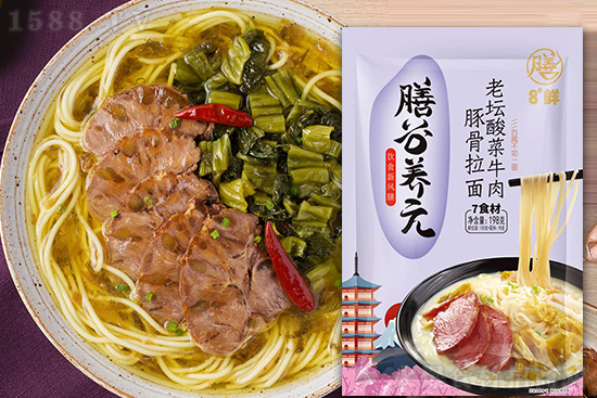 膳谷养元老坛酸菜牛肉豚骨拉面,酸辣新滋味,营养好美味!
