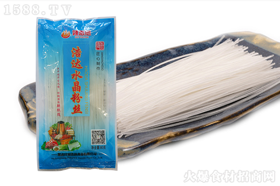 辣跟随浩达水晶粉丝,丝条匀细,色泽透亮,质地柔韧!