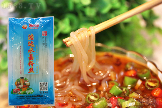辣跟随浩达水晶粉丝,丝条匀细,色泽透亮,质地柔韧!