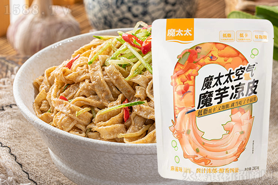 魔太太麻酱味魔芋凉皮,小饿来一碗,饱腹又方便!