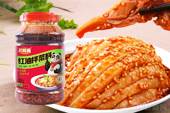 川好美红油拌菜料,油香醇正,香辣浓厚,蘸拌皆宜!